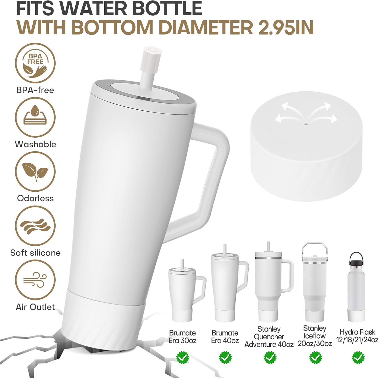 Straw Cover & Cup Boot Combo Compatible with Brumate Era 30 oz/40 oz, 2 Pack-Leakproof Magnetic Straw Cover + Anti Slip Silicone Boot | Daily, Travel, Gym |Cup Accessories - Image 5