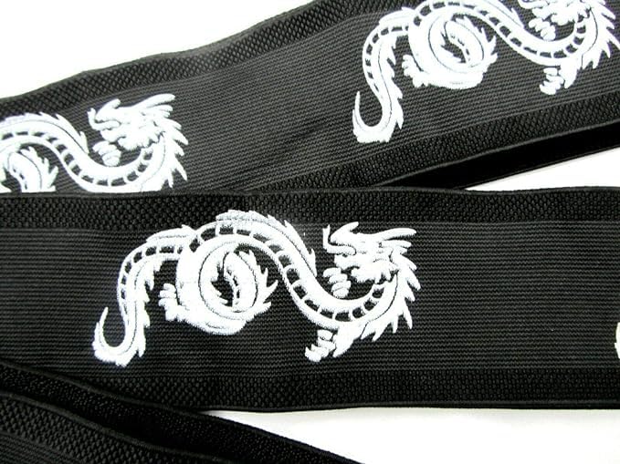 OBI BELT Stretchy Elasticated 'DRAGON' Obi Belt Iaido- KENDO, AIKIDO Belt - 400cm x 8cm Easy Comfortable fasten3