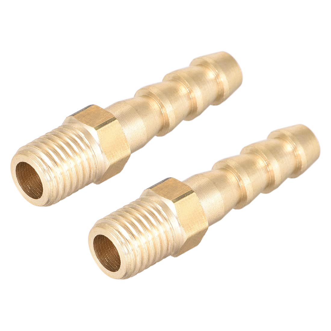sourcing map Raccord Cannelé Tuyau Laiton Connecteur Métrique Mâle à Barbelé 6mm x M8 x 1 2Pcs