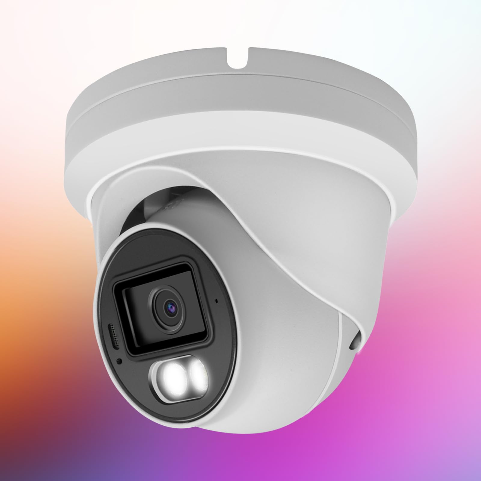 Vonnsion 5MP PoE IP-Turret Dome-Kamera für den Außenbereich, Vollfarb-Sicherheits-IP-Kamera mit intelligentem Dual-Licht, Zwei-Wege-Talk, SD-Kartensteckplatz, 29,9 m Nachtsicht, 110 ° Weitwinkel