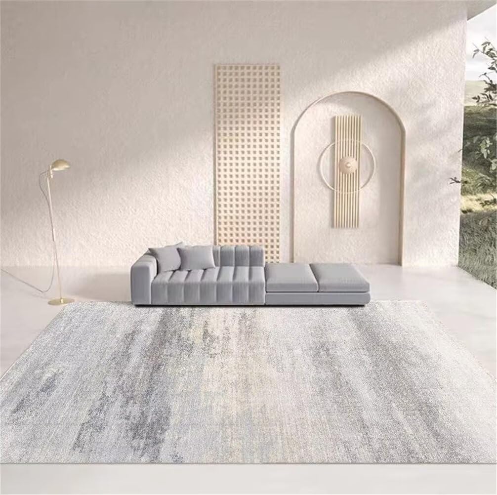Grand tapis salon antidérapant lavable gris 200x300cm