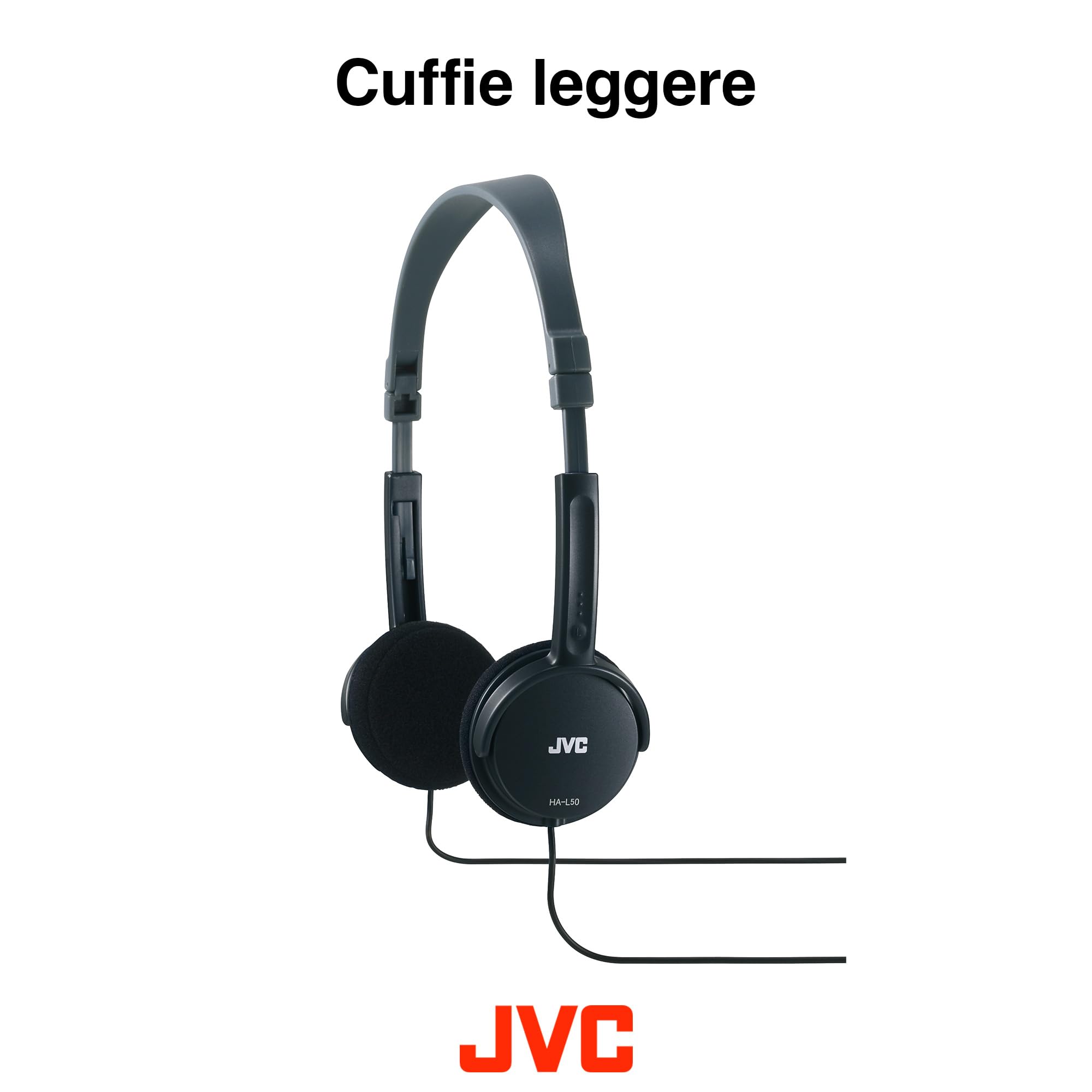 JVC HA-L50 Cuffie On-Ear Leggere e Pieghevoli con Jack 3,5 mm, Bianco