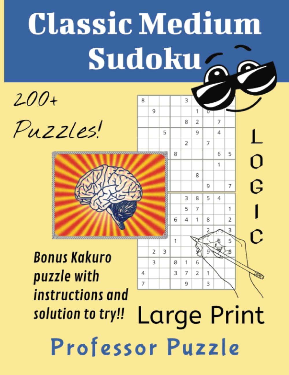 Classic Medium Sudoku: 8.5 x 11 medium sudoku puzzle games for adult brain health logic