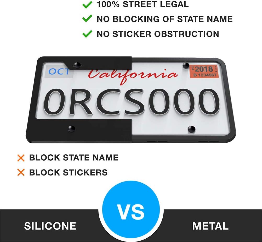 IKADEER License Plate Frame, 2 Pack Silicone License Plate Frames Rust-Proof, Rattle-Proof, Weather-Proof