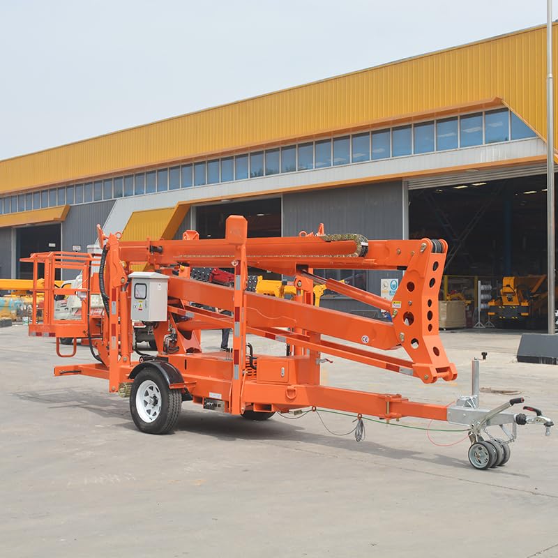 Remote Control Towable Boom Lift, 20m Articulating Aerial Work Platform, 360° Continuous Rotation for Effortless Tree Trimming & Construction