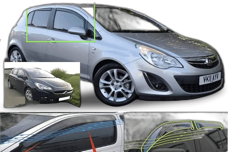 Haibak Wind Deflectors Set Compatible With Vauxhall Corsa D & E 2006-2019 | 4-Piece Tinted Side Window Deflectors | In-Channel Fitment For 5 Door
