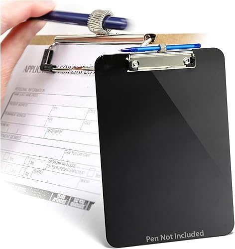 Officemate Porte-bloc en plastique, format lettre, clip discret avec porte-stylo