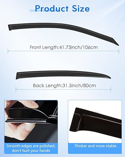 Miniatura 4 de Deflector de ventana lateral, viseras de humo oscuro, protectores de lluvia, juego de 4 piezas para Dodge 2011-2020 para cargador