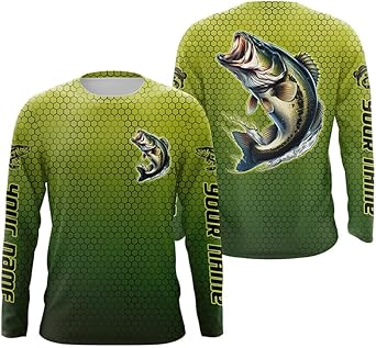 Bass Fishing Custom Long Sleeve Tournament Fishing Shirts, Bass Fisherman Fishing Jerseys