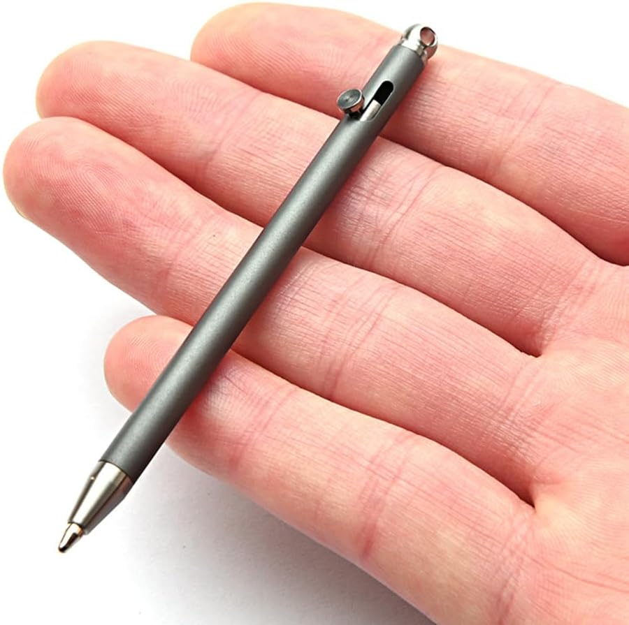 Mini Keychain Titanium Pen - Ultra Light Portable EDC Small Bolt Action, Outdoor Gadget Personality Creative Signature (Grey)
