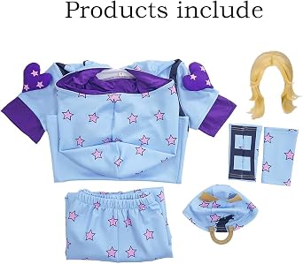 Blue Cosplay Costume Uniform Suit Outfit Full Set With Hat