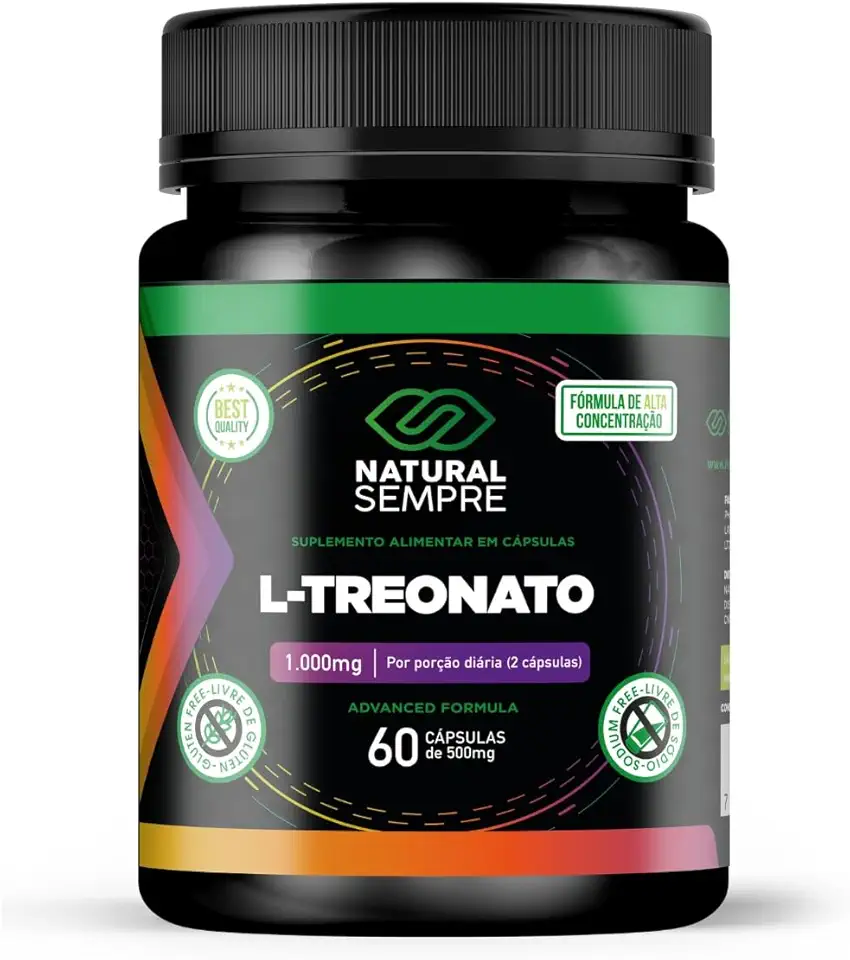 Magnesio L - Treonato 1000mg 60 capsulas 100% Puro Natural Sempre