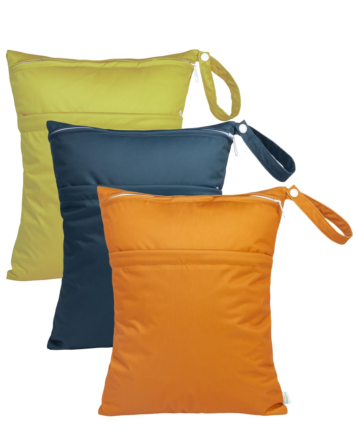 babygoal Wet Dry Bags 3 Pack for Baby Cloth Diapers, Washable Travel Bags, Beach, Pool, Gym Bag for Swimsuits & Wet Clothes with Two Zippered Pockets