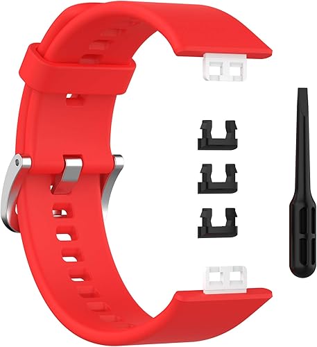 Miniatura 5 de 3 unidades de correa de repuesto compatible con reloj Huawei Watch Fit Smartwatch pulsera de silicona ajustable para reloj para hombre y mujer (rojo