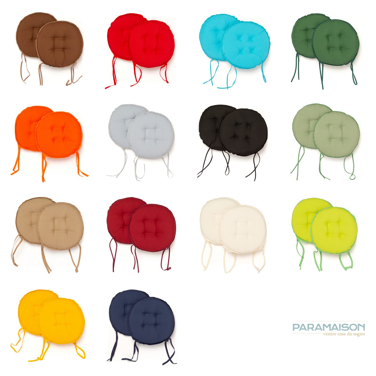 PARAMAISON Cuscini Sedia Rotondo Set da 2 pezzi Ø 40 cm Imbottito Interni Esterni