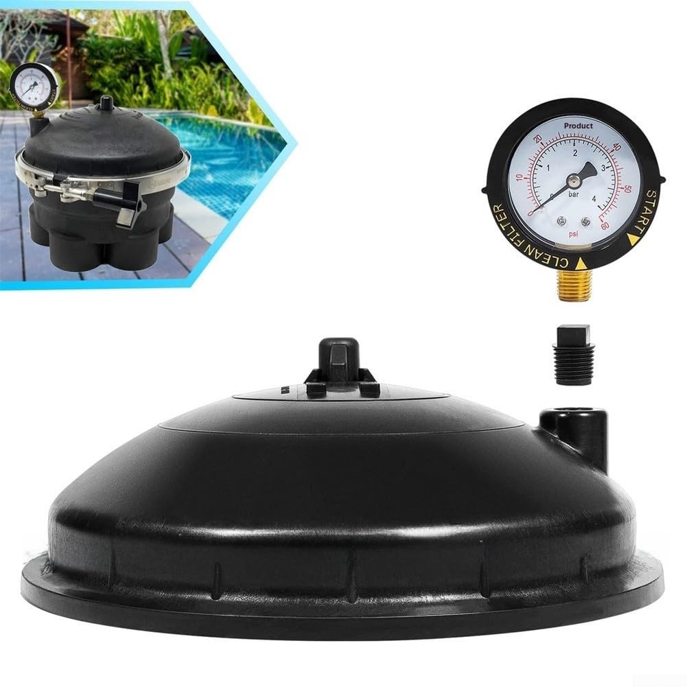 Couvercle de valve de piscine en PVC noir avec manomètre inclus | Haute compatibilité, compatible avec PCC 2000, Pool Valet, systèmes PV3, solution de nettoyage de piscine polyvalente