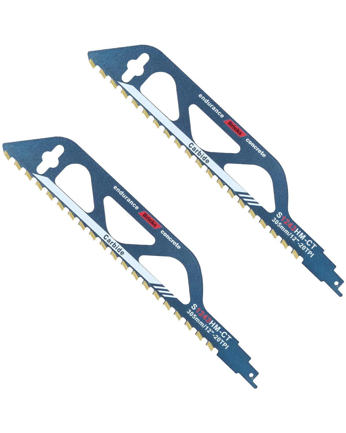 2PC Hojas de Sierra Sable, 305mm Sierra de Sable, Accesorios Hoja de Sierra Sable Universal para Metal, Madera, Hormigón Poroso,Ladrillo,Placa de Cemento (S1243HM)