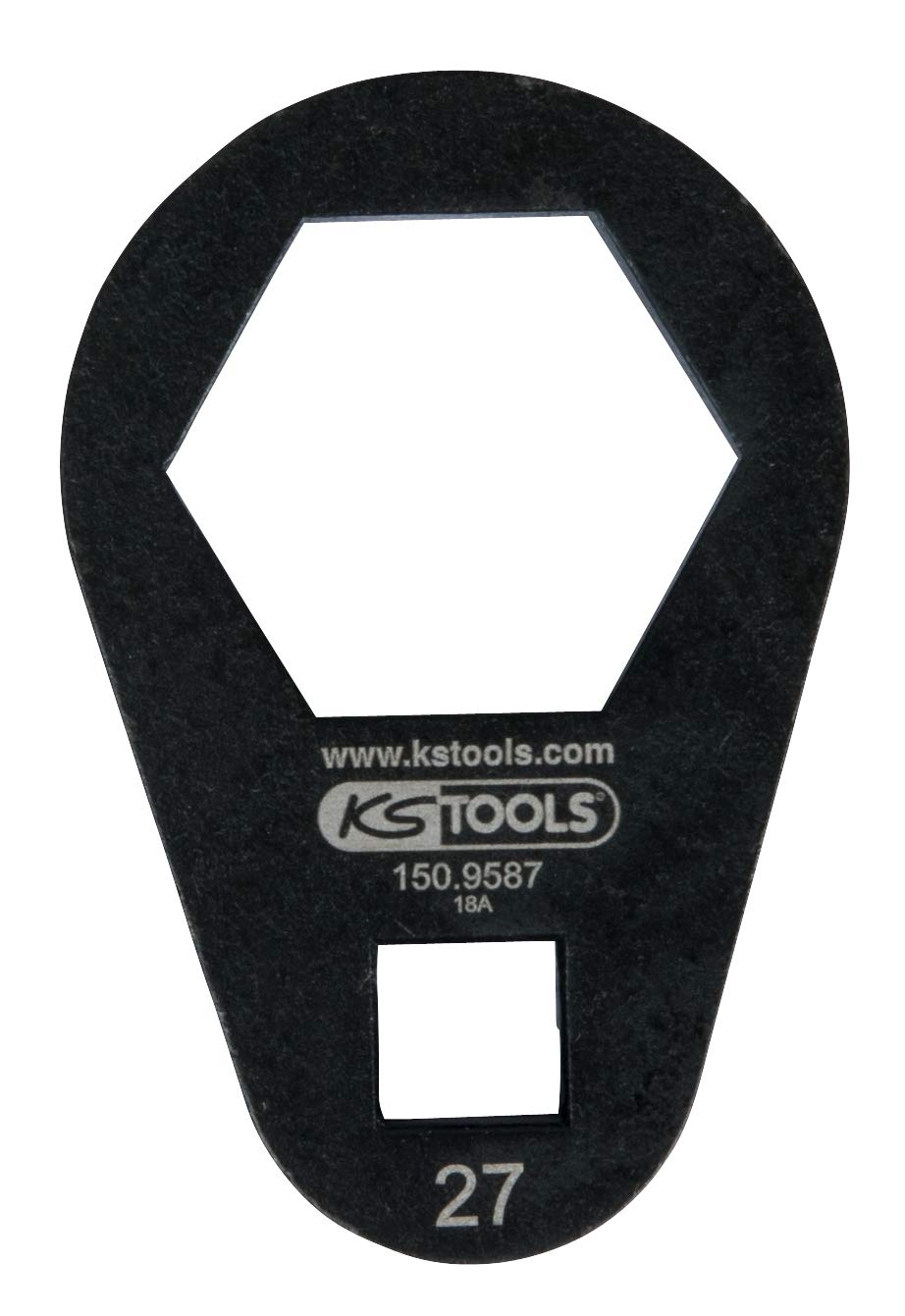 KS Tools 150.9587 3/8 Inch Socket Ring Spanner Extra Flat 27 mm, Black