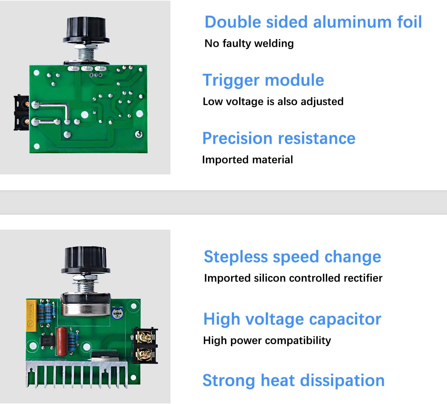 AC Variable Speed Controller, 120V~220V 15A 4000W SCR Voltage Controller for Router Fan Electric Motor Rheostat