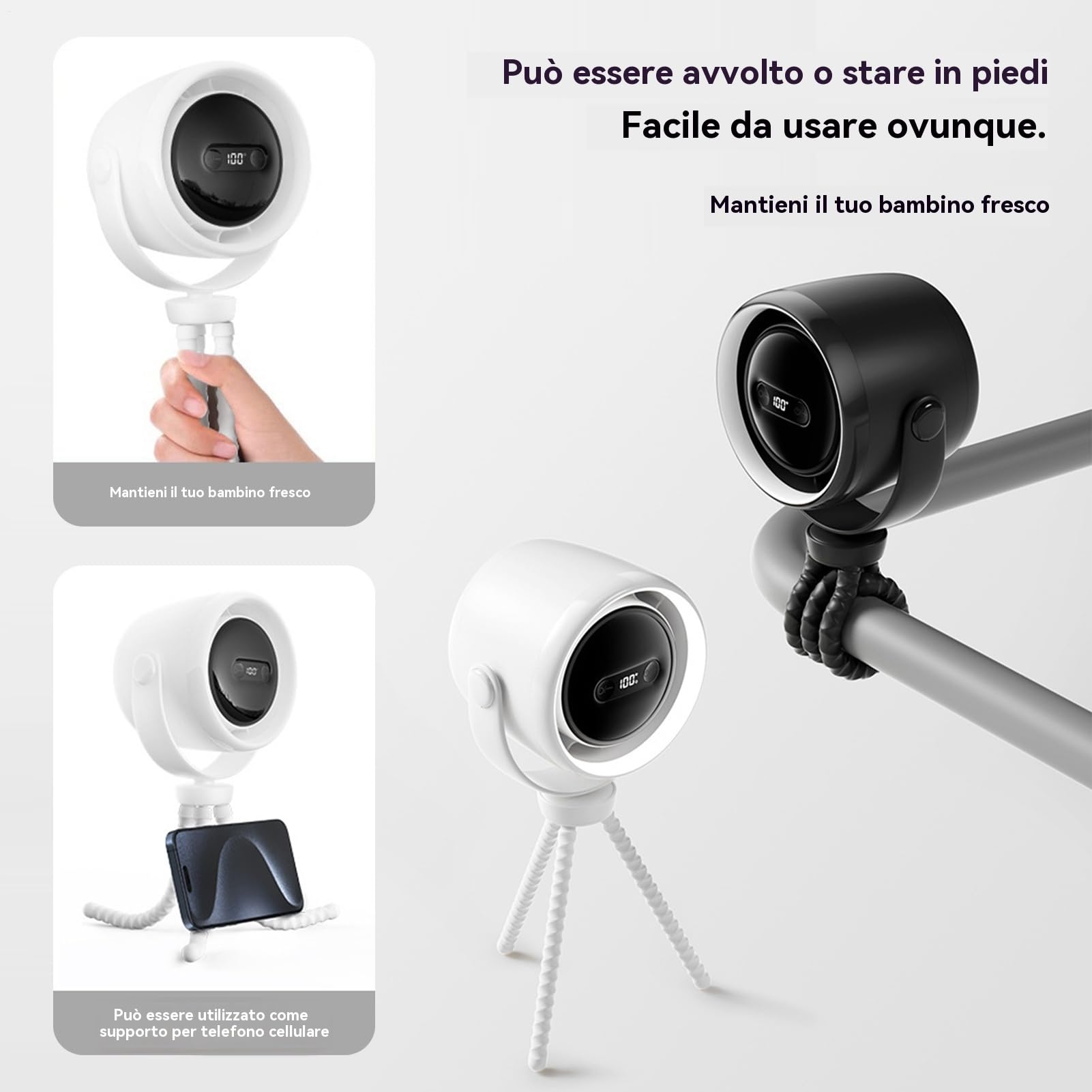 Ventola Trasportabile per Passeggino Ventilatore Portatile a Clip con | Ventilatore Per Passeggino Neonato Portatile Per Viaggio Scrivania Spiaggia Sedile Posteriore Macchina