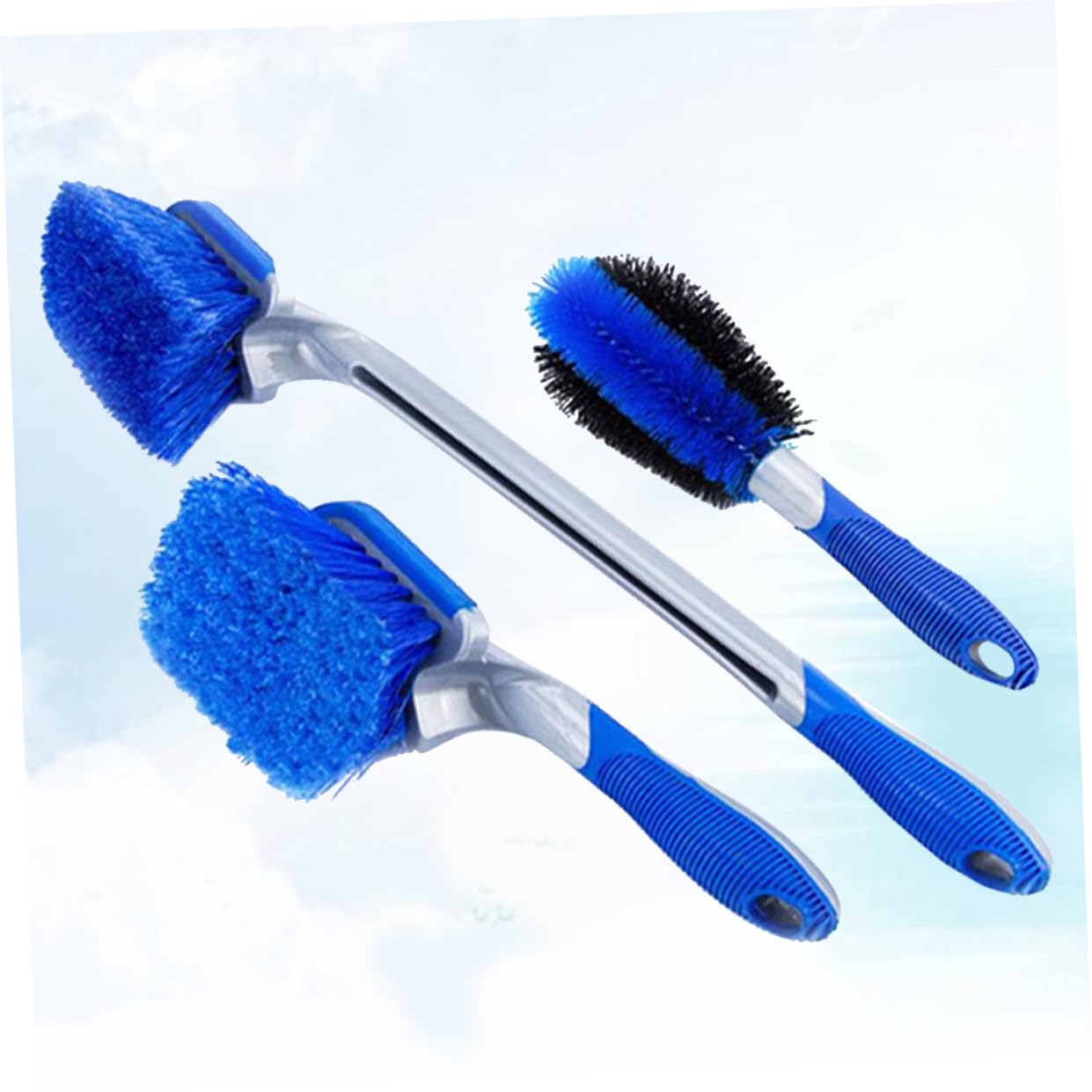 Alipis 3 Stück Felgenreinigungsbürsten mit PVC und Pp Borsten, Blau | 1 Kurzer Felgenreiniger, 1 Kurzer Reifenreiniger, 1 Langer Reifenbürste, Flexibles Bürstenset für Haus und Werkstatt