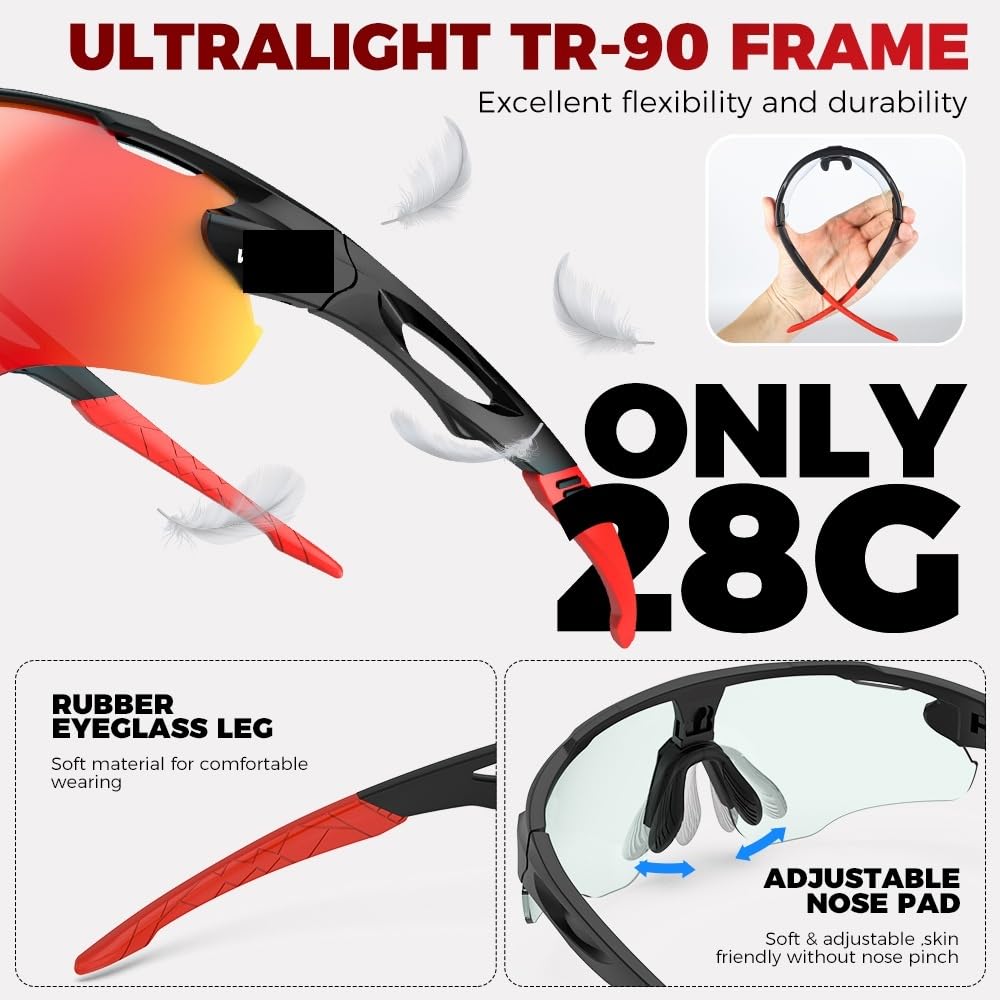 Gafas de Ciclismo Gafas de sol fotocromáticas for ciclismo | For hombres mujeres deportes UV400 protección bicicleta gafas montaña carretera bicicleta gafas