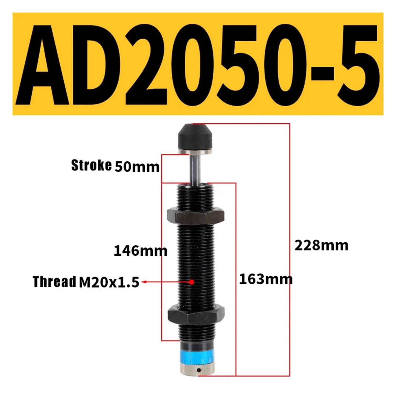 Tampone olio ammortizzatore idraulico regolabile serie AD adatto AD1410 1412 1425 1612 2020 2050 2525 for attrezzature manipolatrici industriali(AD2050-5)