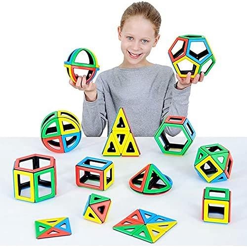 Polydron Juego de matemáticas magnéticas para niños, juguete educativo de construcción, multicolor, juguete 3D de construcción creativa para niños,