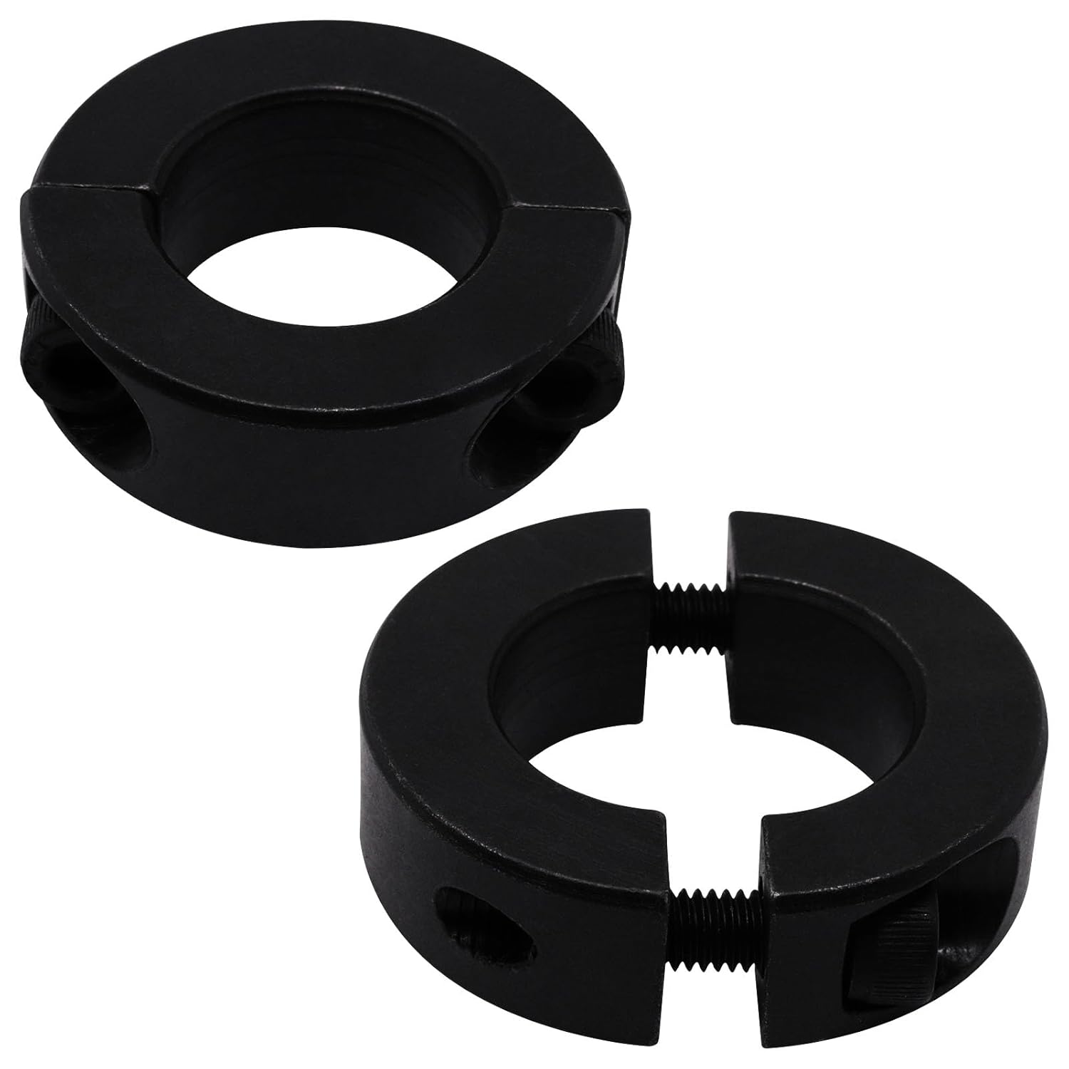 2Pcs Shaft Collars 1" Bore, Black Double Split Clamp-On Shaft Collar, 1-13/16" OD, 9/16" Thickness, Two-Piece Clamping Collar Suitable for Machinery and Industrial Use