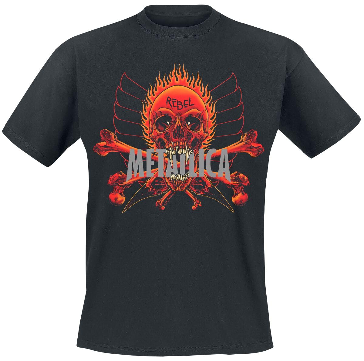 Paradiso Clothing Unisex Black Metallica Rebel Band Logo T Shirt - Xl
