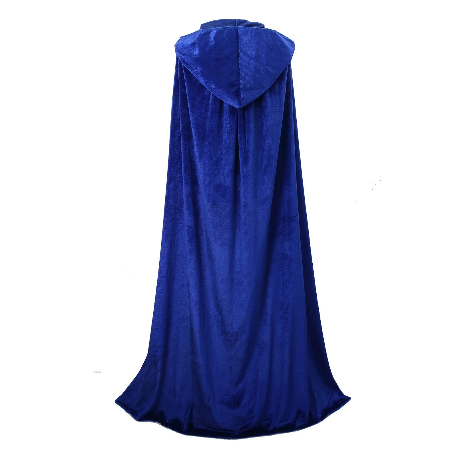 maxToonrain Velvet Hooded Cape for Adults Unisex Cloak with Hood for Halloween Christmas World Book Day Fancy Dress Costume (150cm-Blue) - Image 3