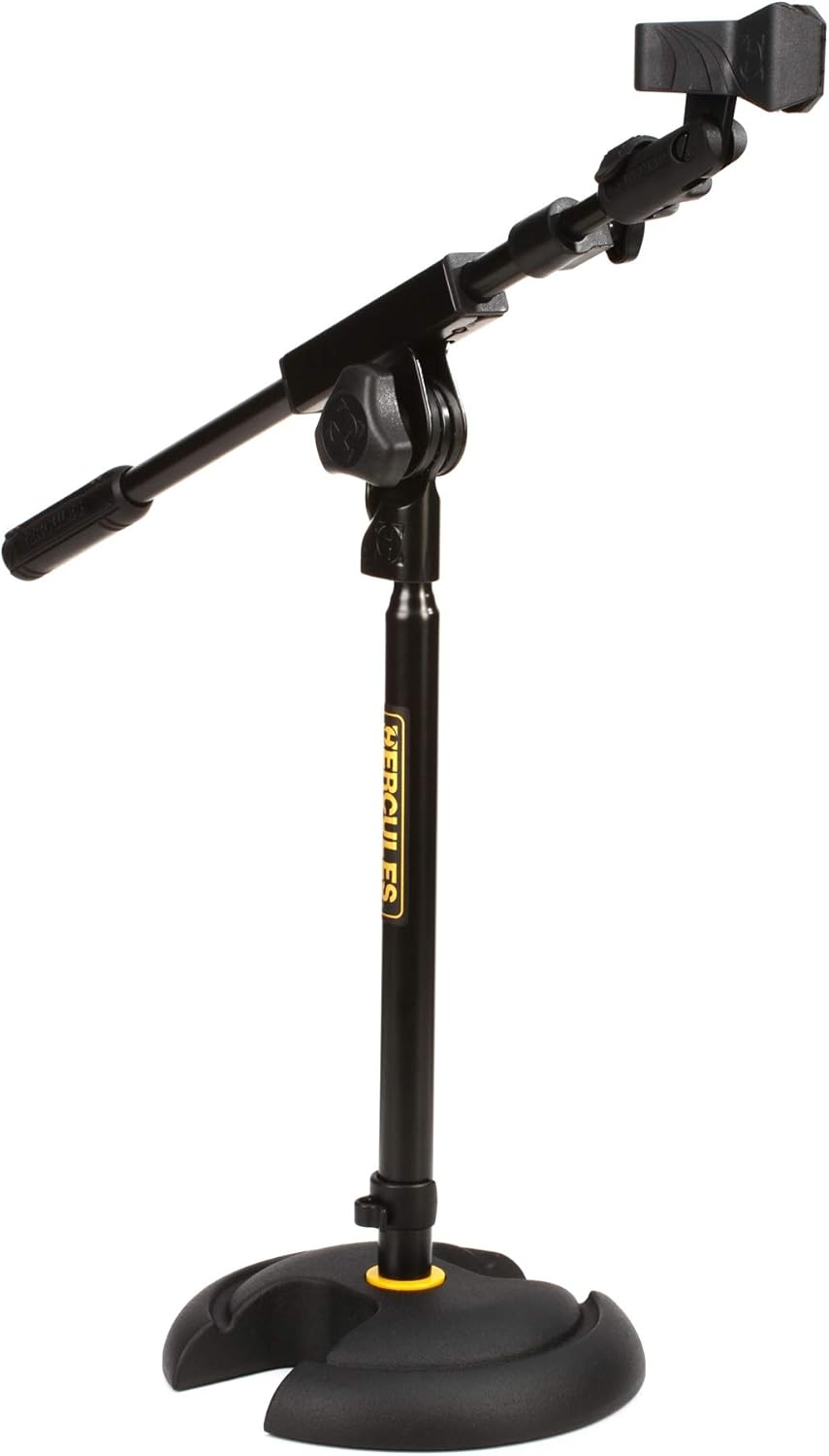 Hercules Stands MS120B Low Profile H Base Microphone Stand - with Boom Mic Clip