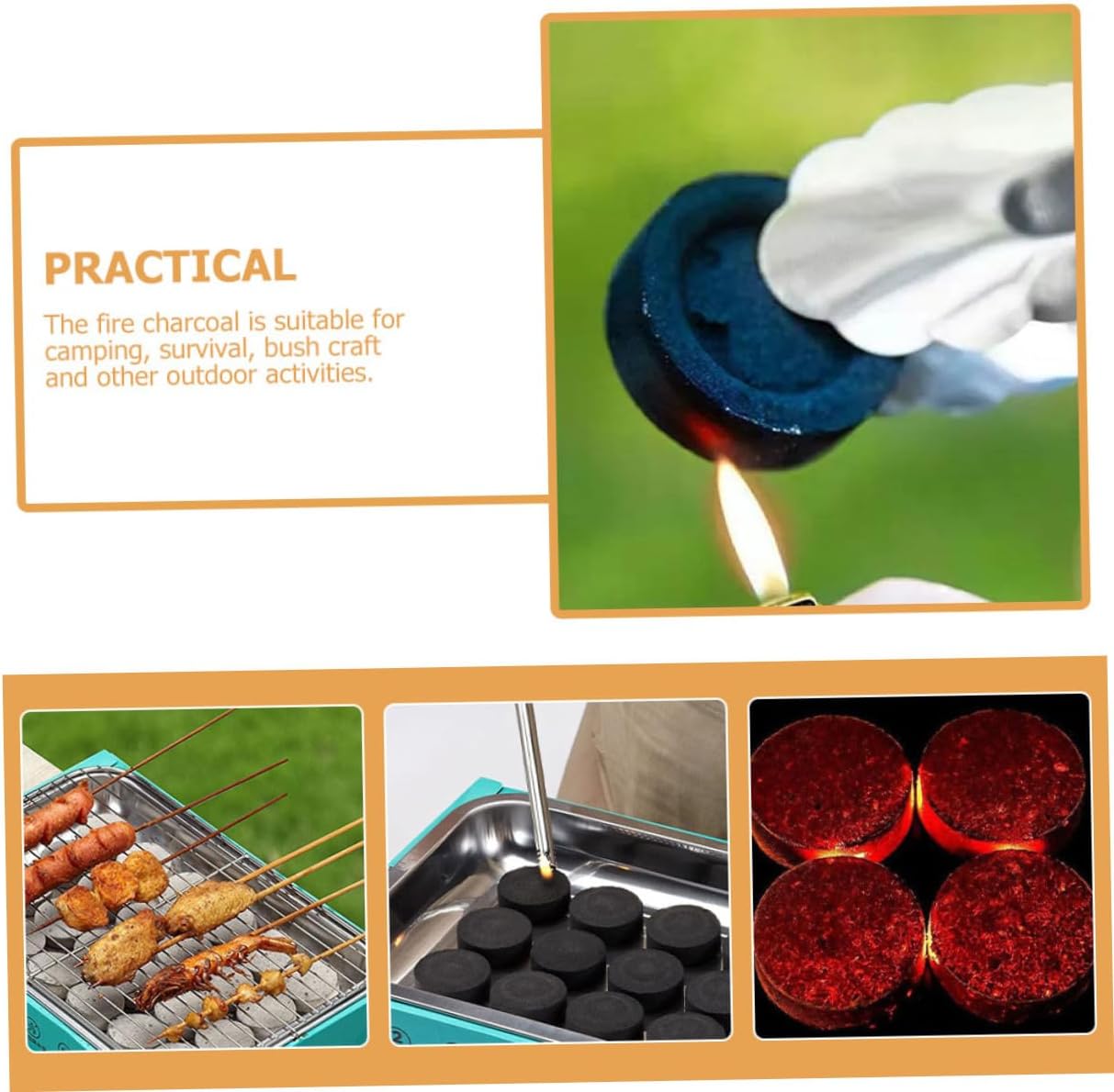 70pcs Natural BBQ Charcoal Fire Starter for Camping Stove Grill Outdoor Survival Multi-Functional Kitchen Supply