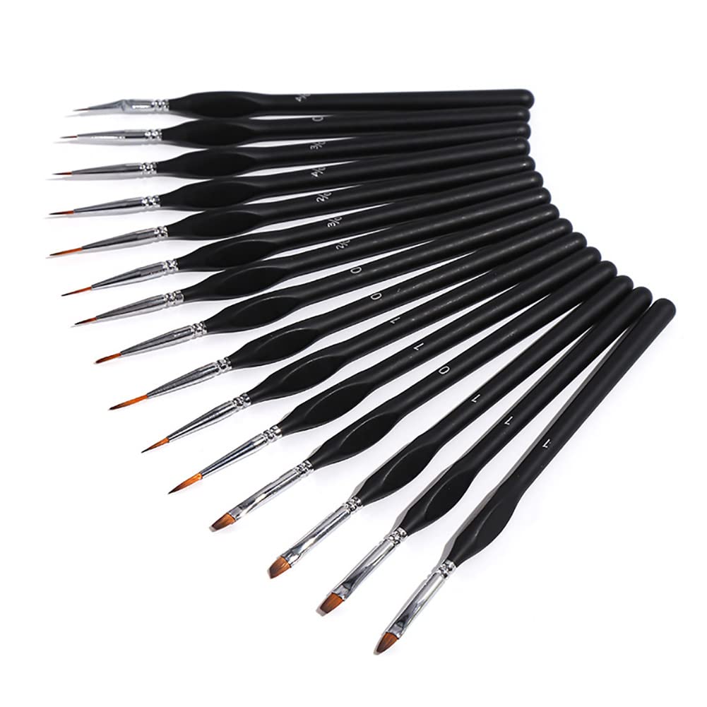 Cenpek Brown 15Pcs Fine Detail Paint Brush Set Miniature Painting Brushes Kit Mini Paints Brush Set For Acrylic, Watercolor, Oil, Face, Nail, Scale Model Painting, Line Drawing (Brown)