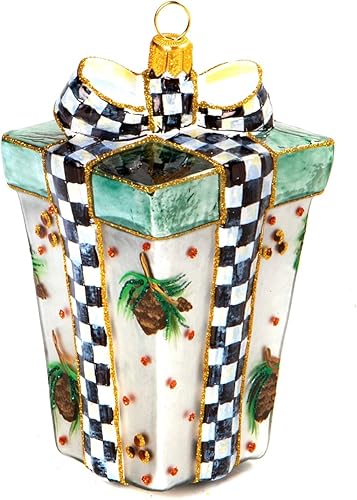 MacKenzie-Childs Adorno de cristal - Caja de regalo de granja