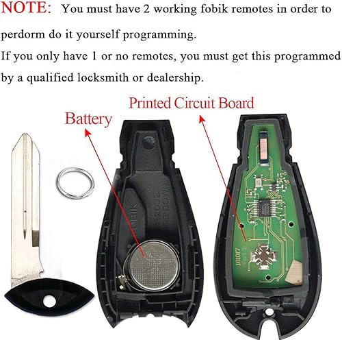 Miniatura 2 de Llavero compatible con Chrysler Town and Country 2008-2015, Dodge Grand Caravan 2008-2014 repuesto sin llave M3N5WY783X IYZ-C01C