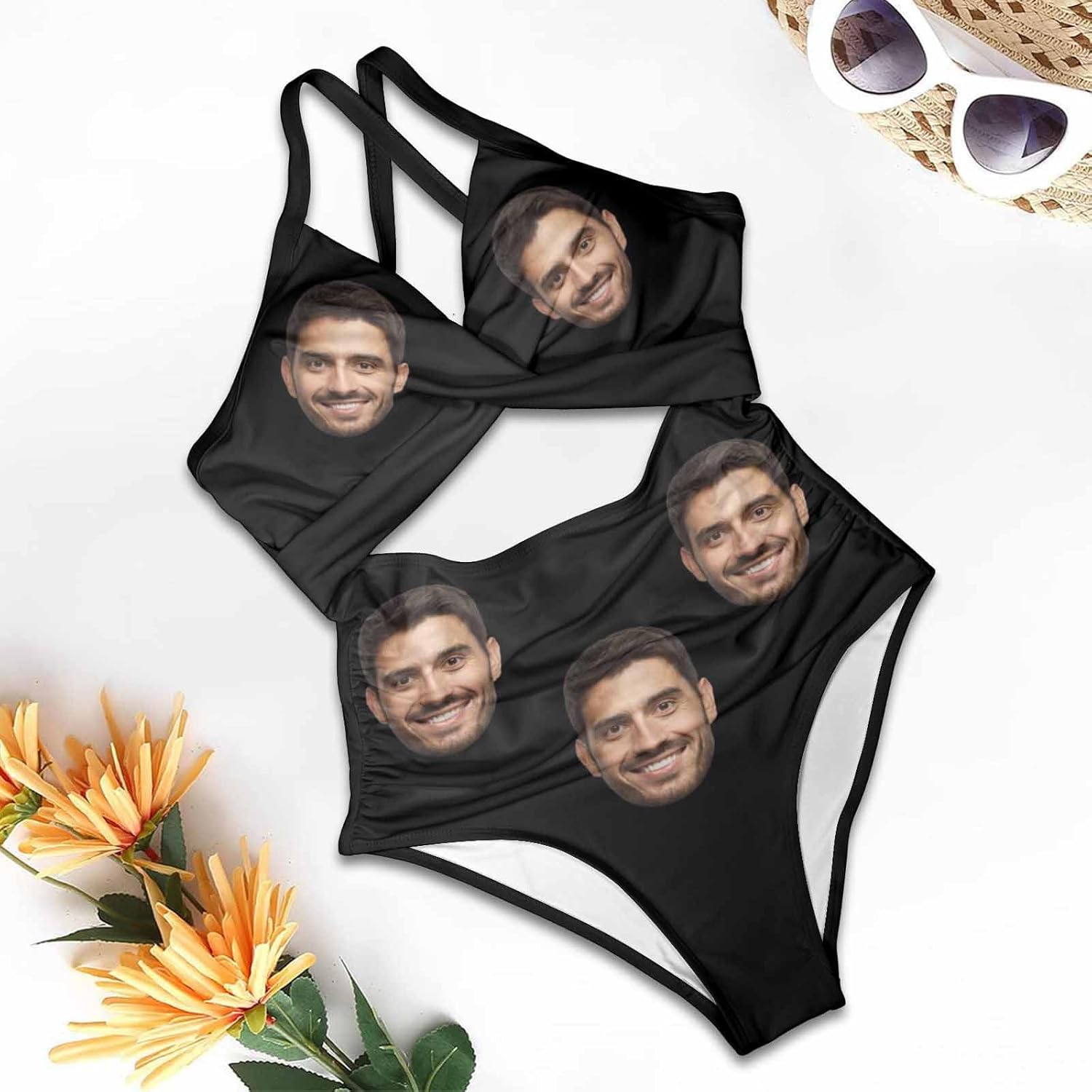 Custom Face Swimsuits for Women Funny Bathing Suits with Photo Picture Husband Face