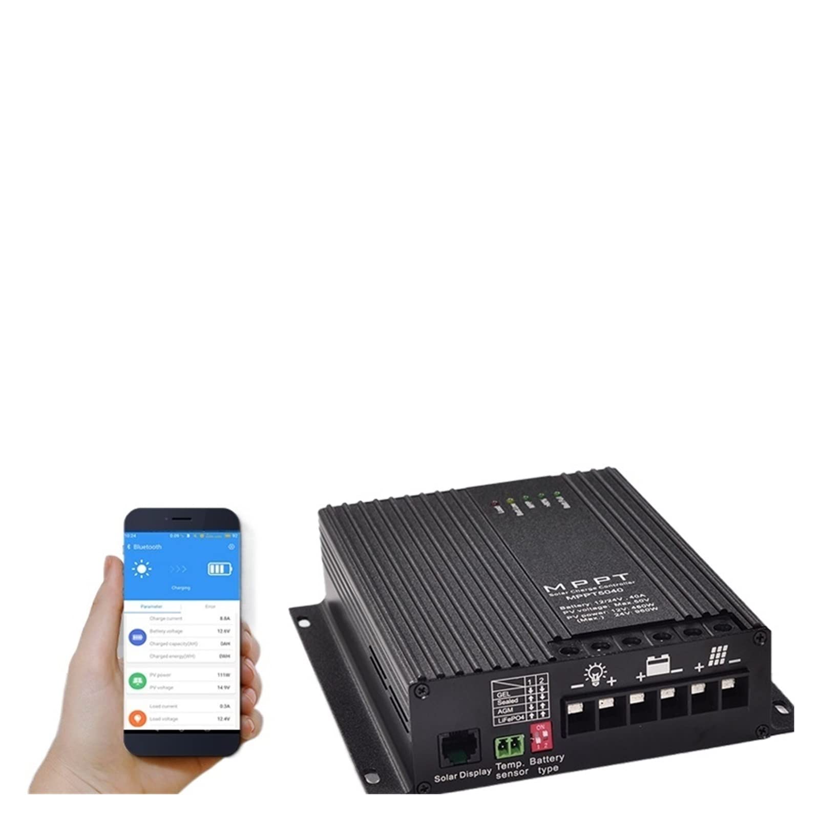 Controlador de Carga Solar, Controlador De Carga Solar 40A 12V 24V Regulador Panel Automático