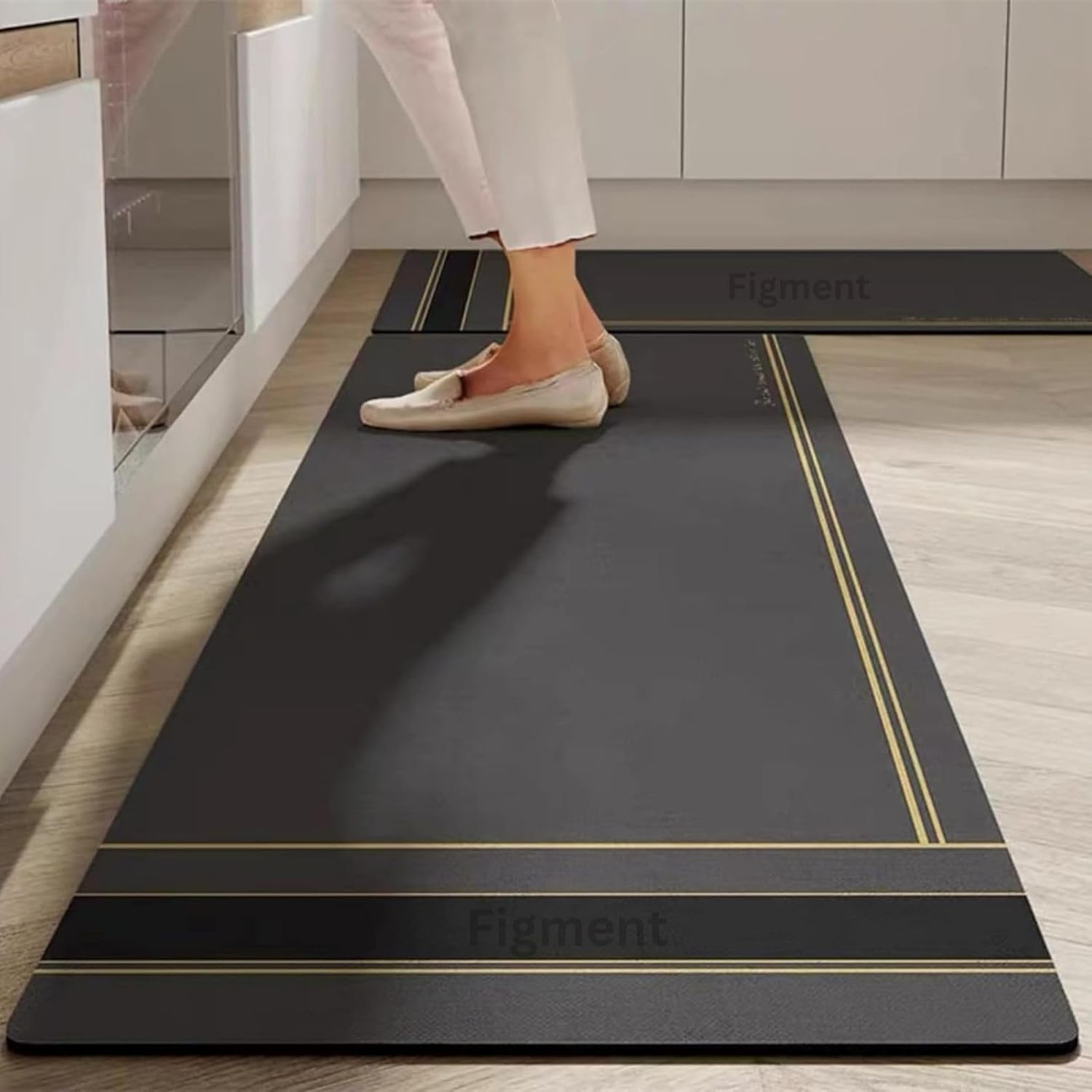 FIGMENT 2 Pcs Kitchen Mats - Waterproof Memory Foam Standing Floor Mat Non Slip Kitchen Rugs, Comfort Runner Floor Mat Carpets for Kitchen Home Office, Laundry(118 * 38 cm, 58 * 38 cm)-image-17