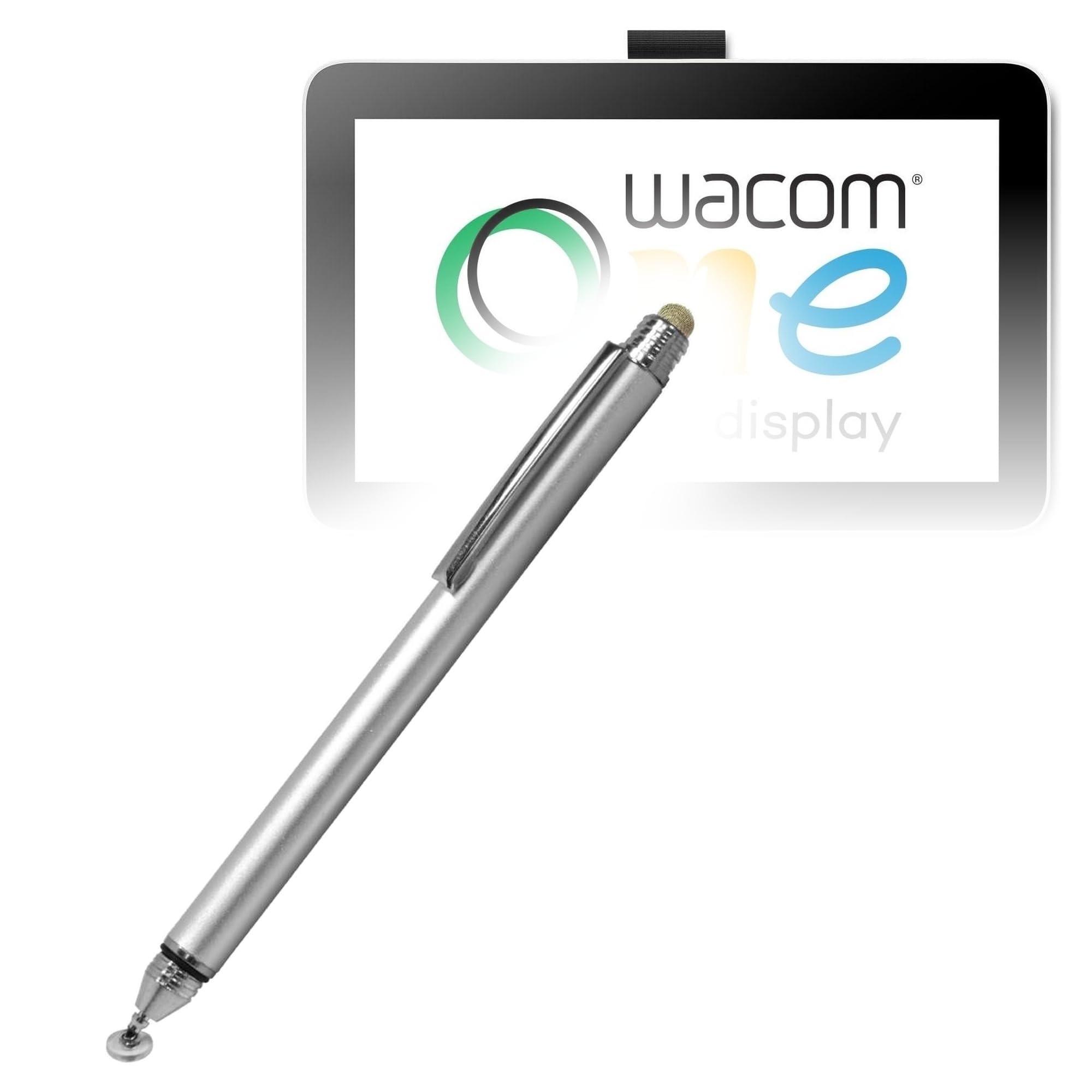 BoxWave Stylus Pen Compatible with Wacom One 12 Drawing Tablet (11.5") - DualTip Capacitive Stylus Pen, Fiber Disc Tip - Metallic Silver-image-42