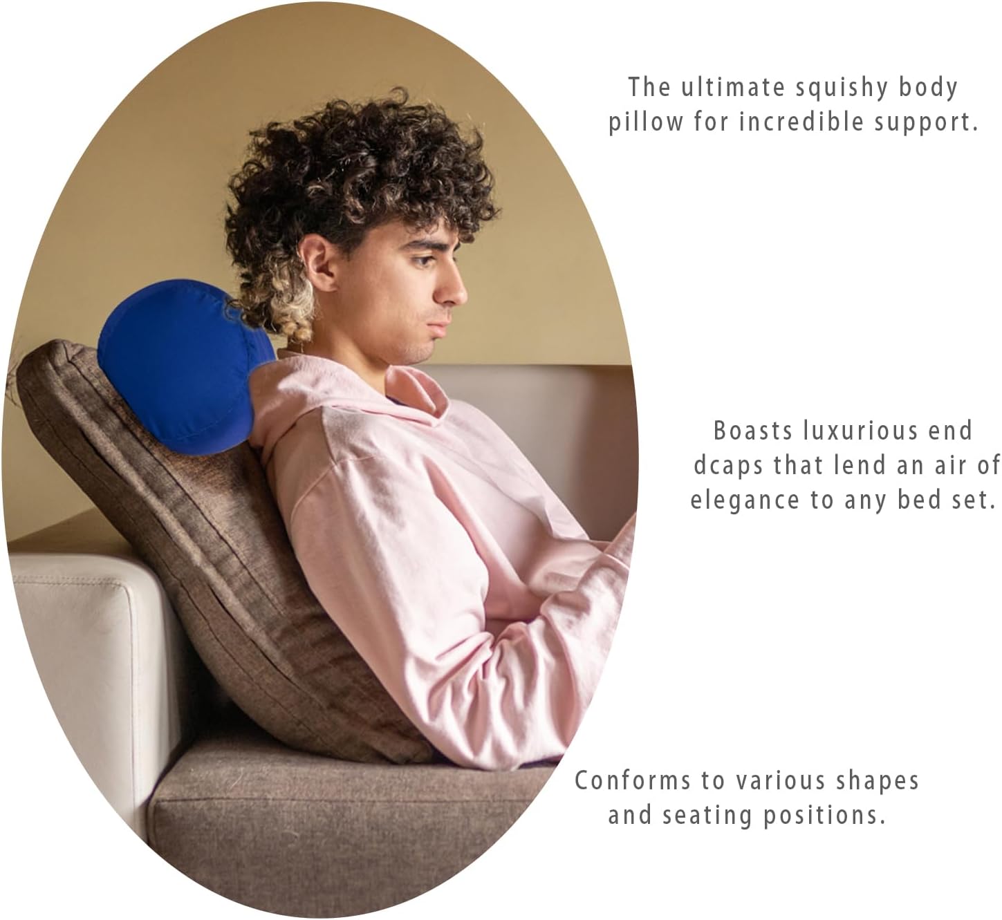 Squishy Microbead Bean Neck Pillow 2Pcs Bolster Tube Body Pillow for Sleeping Smooth Cool Touch Fabric Neck & Back Support Throw Travel Pillow Fun Colors (Navy Blue 2Pcs) - Image 7