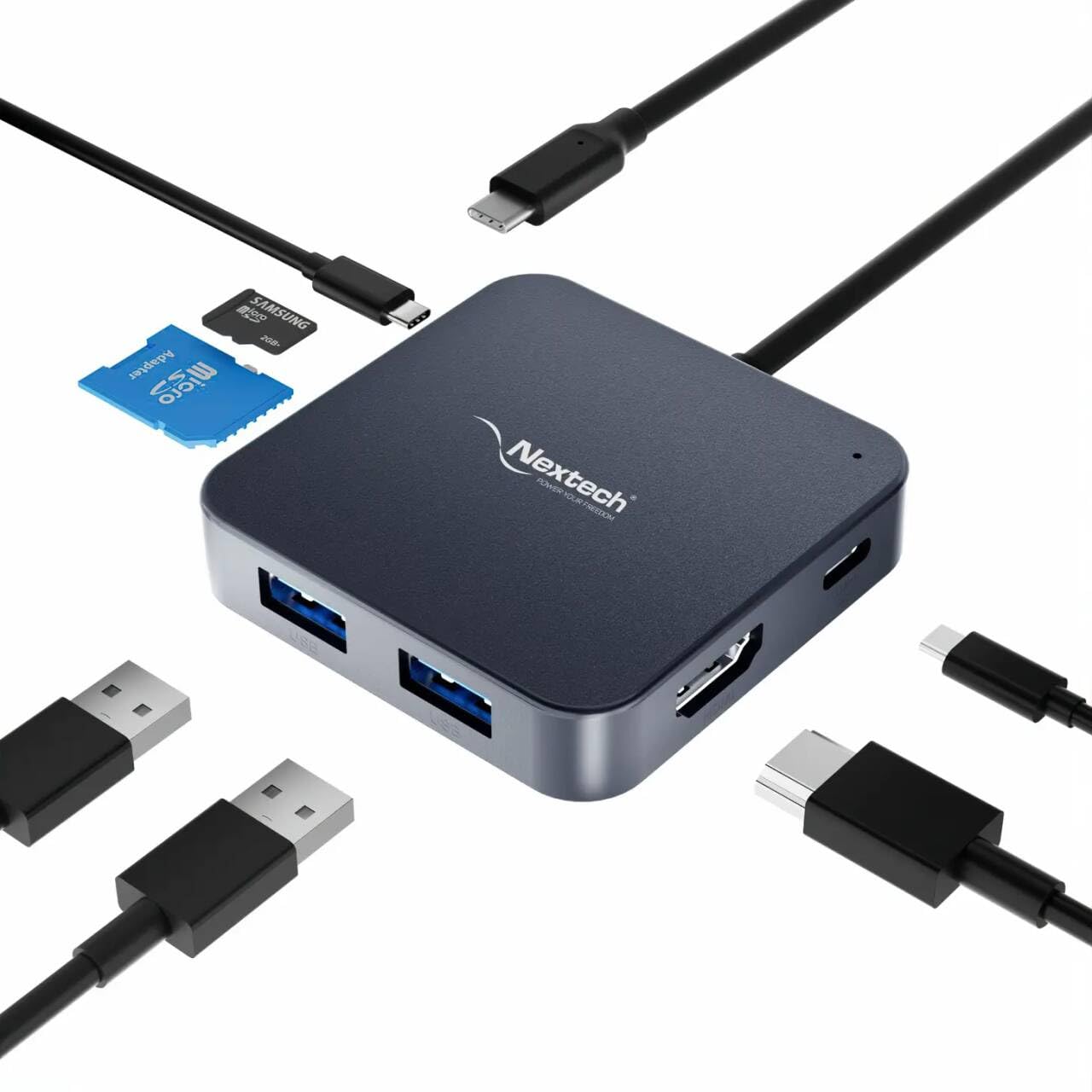 Nextech 7 in 1 USB-C Dock with 4K @30Hz HDMI, 2*USB 3.0, 1 * 100W Type-C PD, Type-C for Data Transfer Upto 5 GBPS, TF/Micro SD Card Reader compatiable for Mac OS, Windows & All Type C Port Devices-picture-10