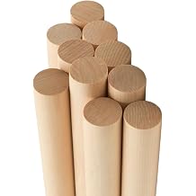 ALBO 1" x 48" Wooden Dowel Rods Set - 10 Pack Birch Natural Long Craft Sticks Rails Shelf Supports Garden Hardwood Smooth Finish Woodworking Material DIY Furniture Bulk Professional