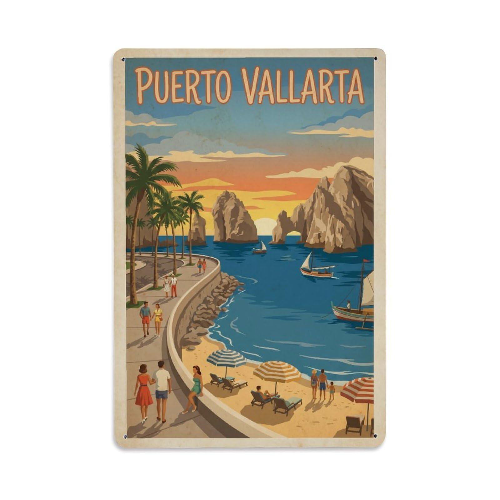 Huiyhb 8X12inch(20X30cm) Retro Travel Mexico Puerto Vallarta Metal Tin Sign