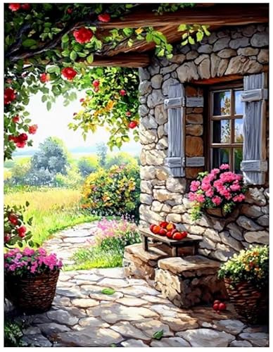 XFENDOUDOU Kreuzstich vorlagen zählmuster Gartenmuster DIY Kreuzstich Stickpackungen Vorgedruckt Sticken Set 16x20inch