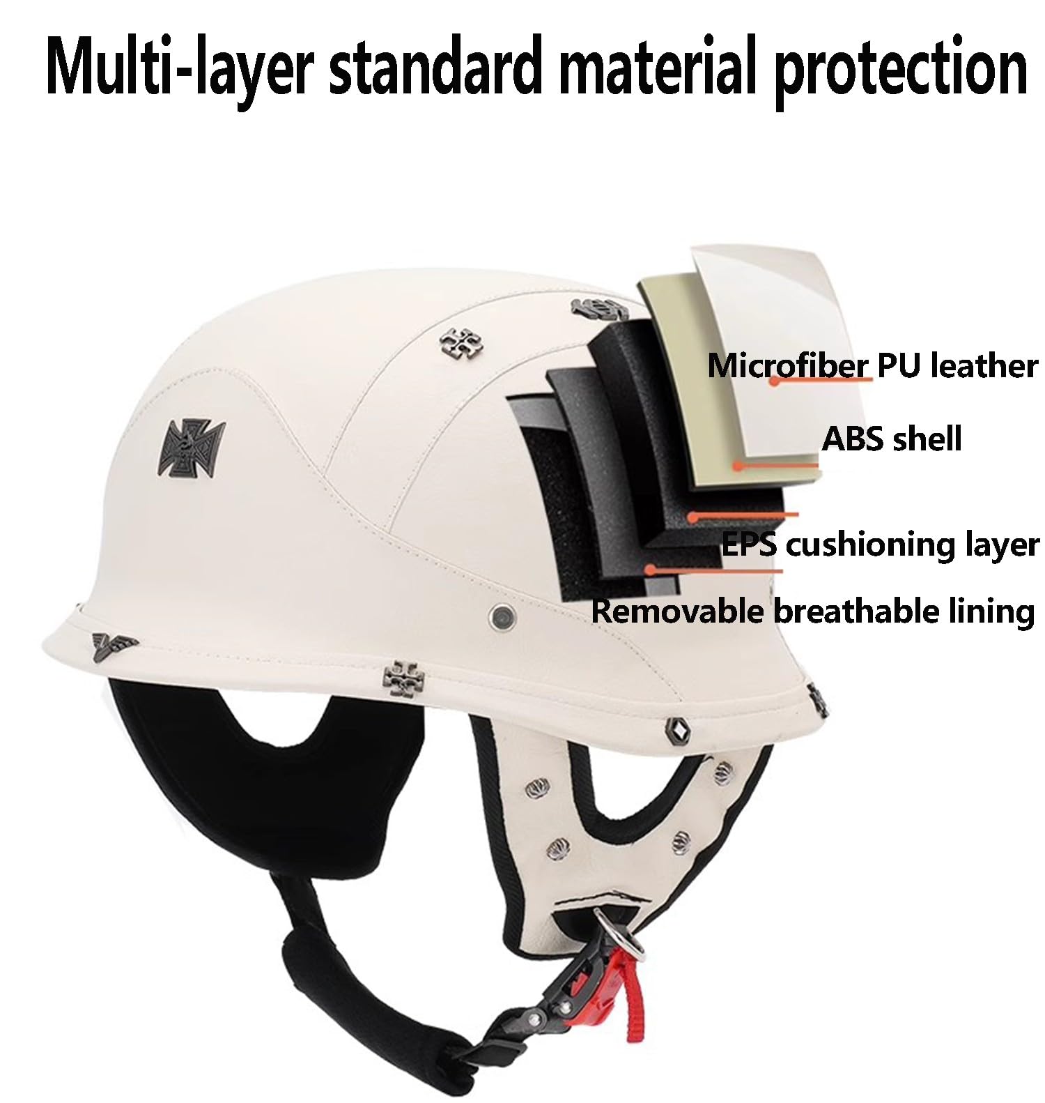 Retrò Elmetto Tedesco Pelle Caschi Cromwell Motociclista Casco ECEDOT Omologato Mezzo Moto Caschi Demi-Jet Con Fibbia Sgancio Rapido Casco A Scodella Universale Uomo Donna