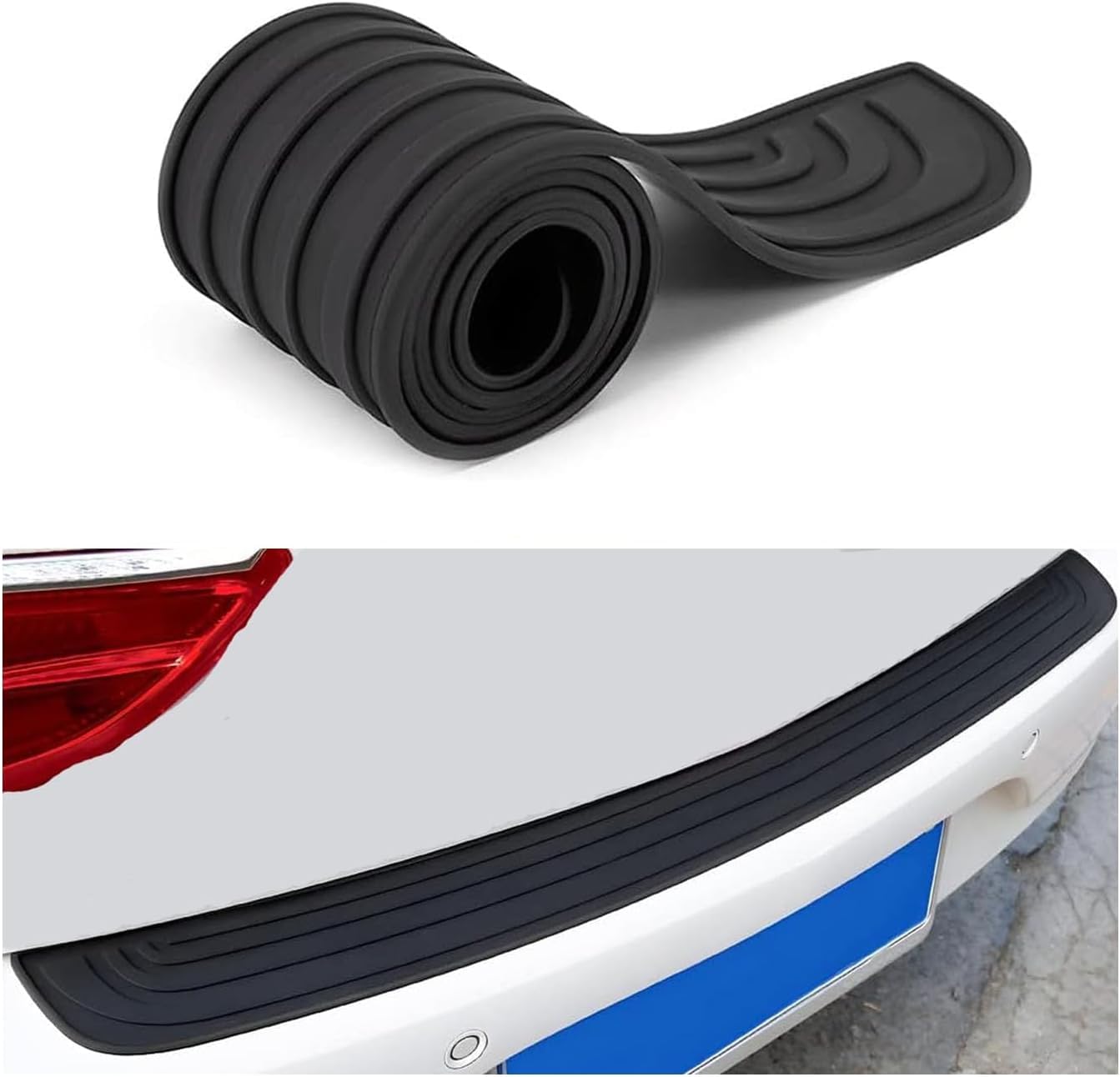Zqxltsy Rubber Rear Bumper Protector for Hyundai Sonata ECO Se 2015 2016, Anti-Slip Boot Sill Guard with Notch Design, Car Self-Adhesive Scratch Guard