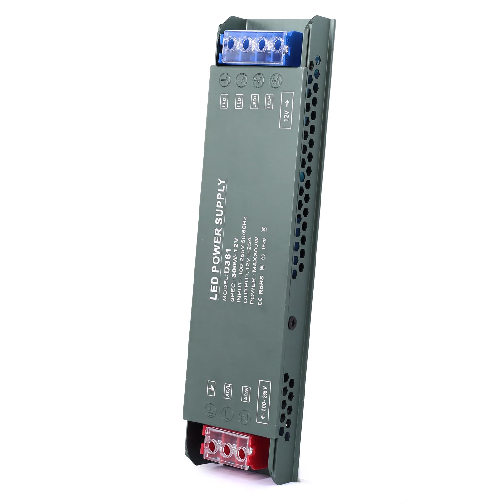 BRIMETILED Driver 12V 300W LED Transformer AC 240V to DC 12 Volt 25A Ultra Slim Power Supply Constant Low Voltage Switching, Adapter for Strip Light Cabinet Lights