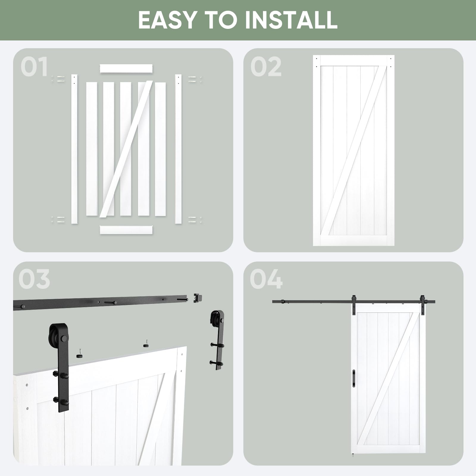 JUBEST 42in x 84in Sliding Barn Door, Z Frame Wood Door with 7FT