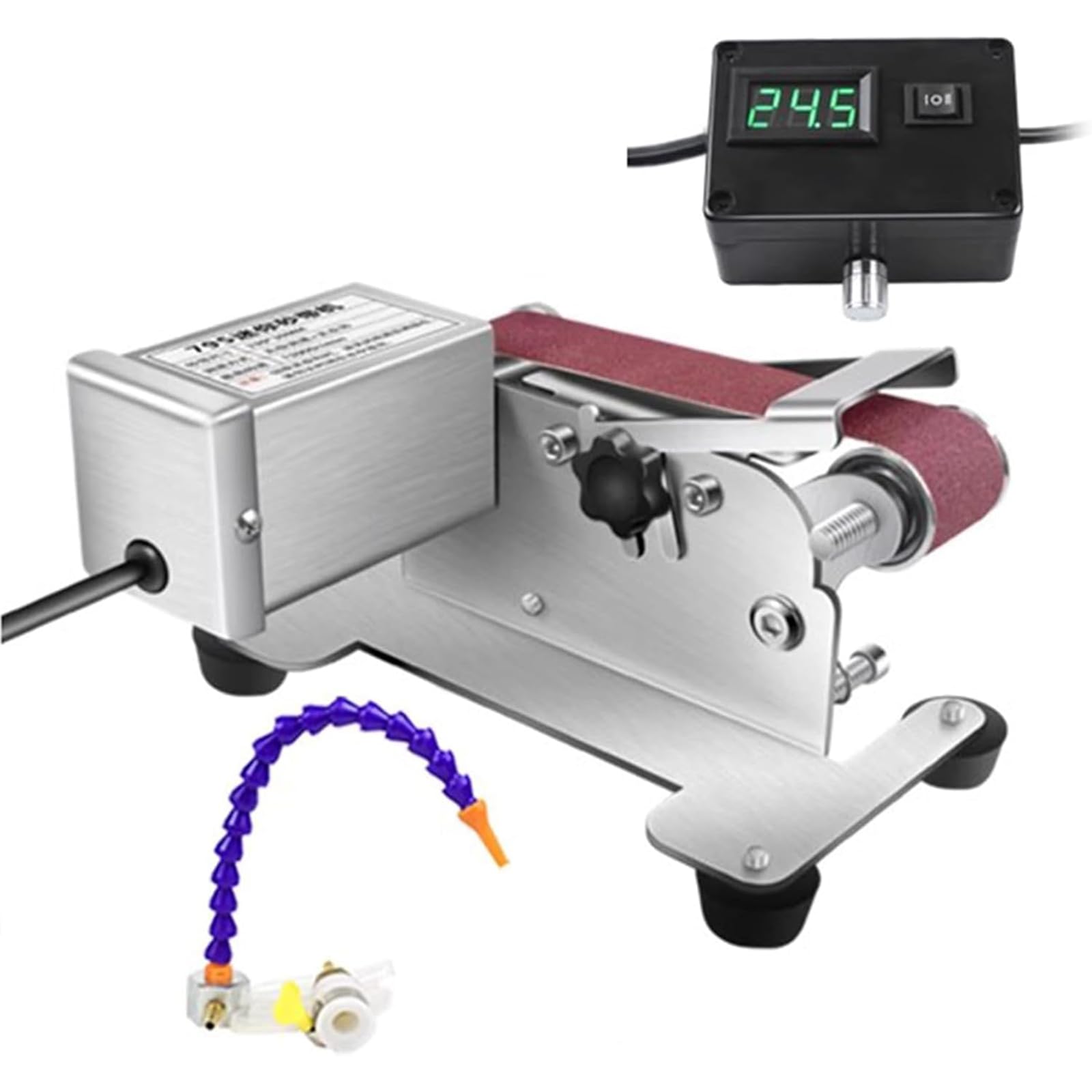 Adtzpc Wet And Dry Knife Sharpening Machine, 350W Electric Knife Sharpener Tool With 10 Pcs Sandpaper, 0-13000Rpm Stepless Regulation, Automatic Household Waterproof Belt Sander For Scissors
